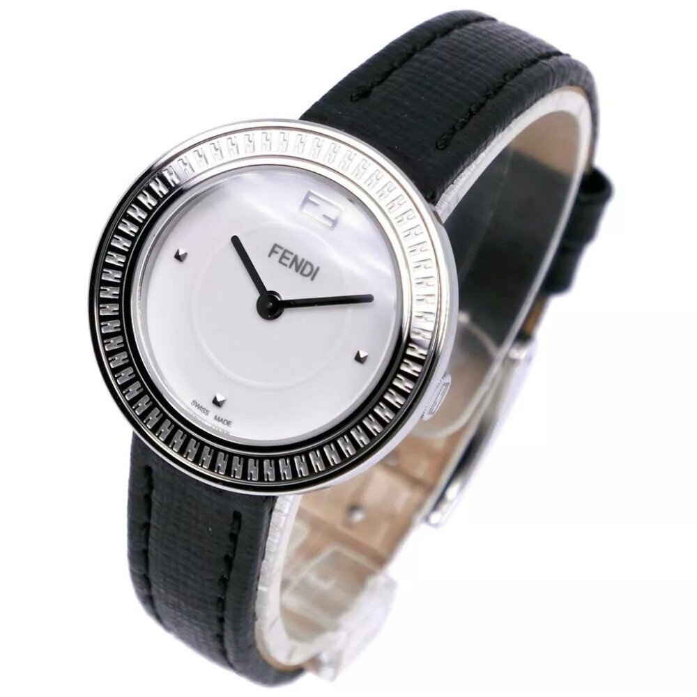FENDI my way Watches 35000S black/Silver WhiteDial Stainless Steel/leather...